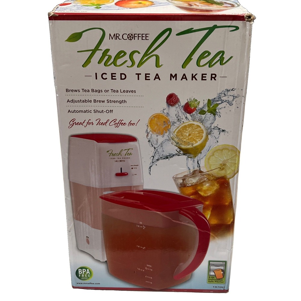 Mr Coffee 3-Quart Fresh Tea Iced Tea Maker with Pitcher New Open Box Lid Cracked